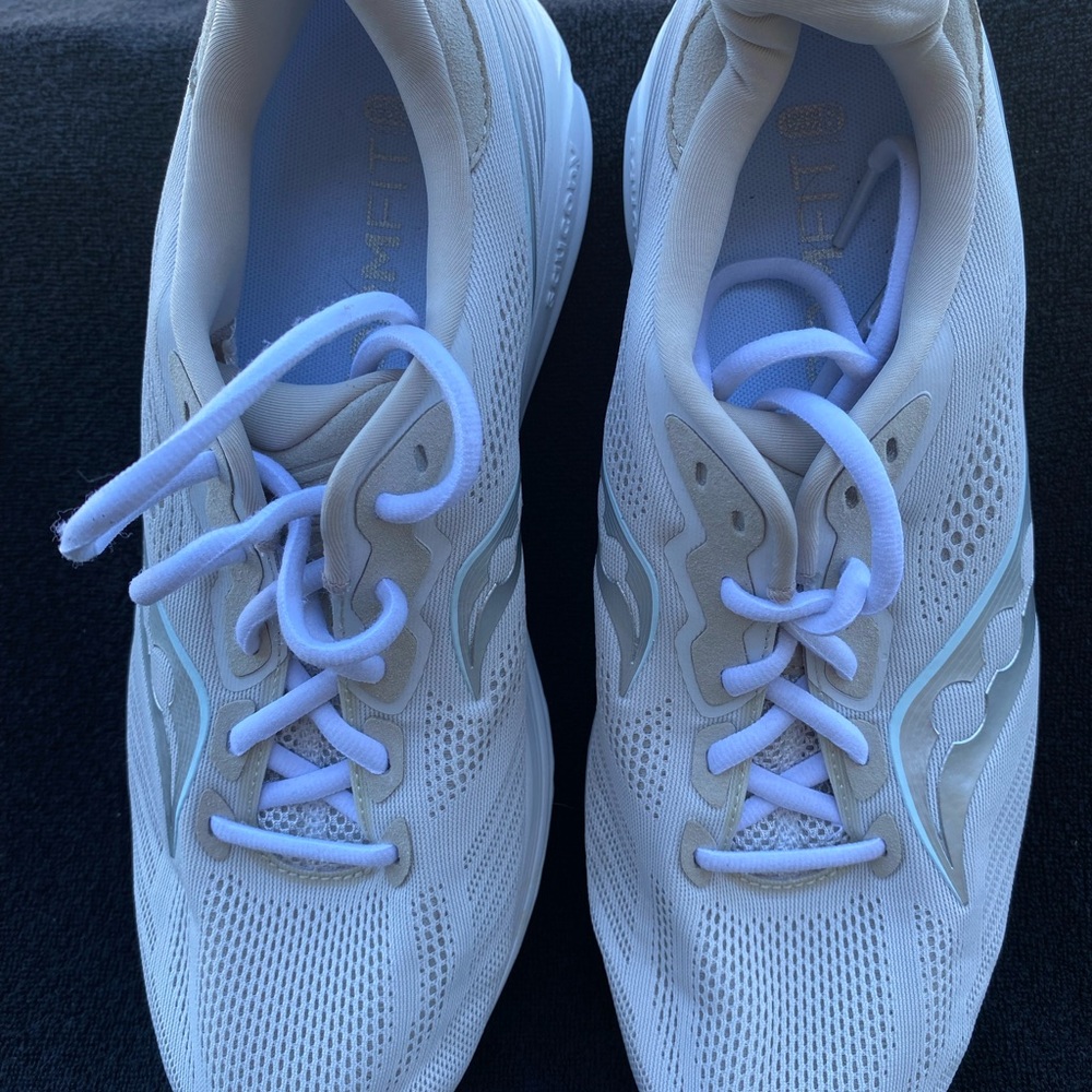 White and Gray Athletic Sneakers